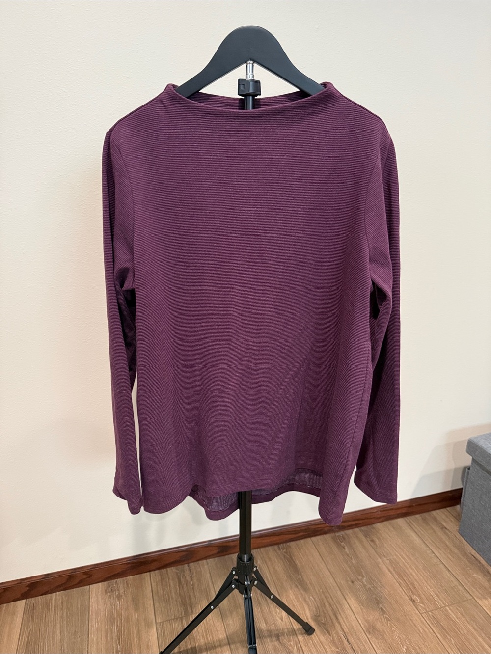 Lands' End Women's Maroon Striped Long Sleeve Top